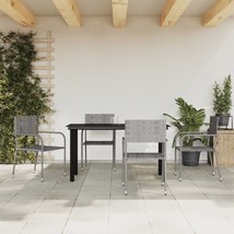 5 Piece Garden Dining Set Grey and Black Poly Rattan and Steel - £159.00 GBP