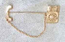 Avon Gold-tone Telephone Pin Brooch - £9.71 GBP