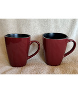 2 Corelle HEARTHSTONE CHILI RED Square 4 3/4” Coffee Cup Mug Stoneware -... - £14.14 GBP