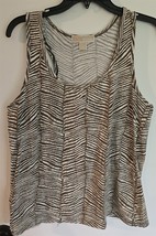 Womens L Michael Kors Animal Print Silver Logo Sleeveless Tank Top - $18.81