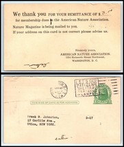 1926 US Postal Card - American Nature Ass&#39;n, Washington DC to Utica, NY L6  - £2.34 GBP