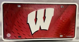 Wisconsin Badgers &quot;W&quot; License Plate - New!  OUTFIT YOUR WHEELS FOR VICTORY! - £7.82 GBP