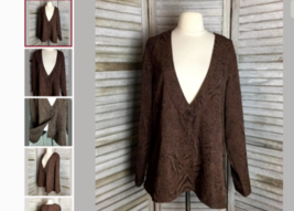 Coldwater Creek Brown One Button Jacket Animal Print Sz L/XL - £15.56 GBP