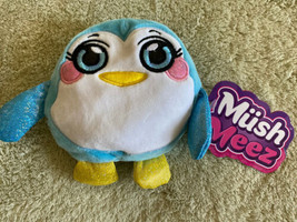 NEW MushMeez Blue White Fleece Sparkle PENJI Penguin 6” Mushy Stuffed Animal Toy - $8.33