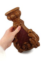 Vintage Italian ornate castle candle holder large baroque candlestick red brown - £81.93 GBP