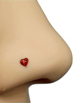 Nose Stud Red Heart Sparkle 22g (0.6mm) Sterling Silver 6mm Bone Ball Ended - £4.09 GBP