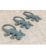 3 GREEN LIZARDS Garden Statue GECKO Western Paper Weight Cast Iron South... - $19.99