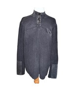 Orvis Mens 1/4 Button Pullover Sweater Size Large Black/Gray Ribbed Wris... - $14.07 CAD