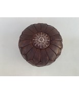 Brown coffee Moroccan Leather Pouf Cover - $160.00