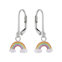Glitter Rainbow 925 Silver Leverback Earrings - £15.01 GBP