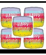 5 PACK 17&quot; Bright and Bold Birthday Square Foil Balloon - $180.81 MXN