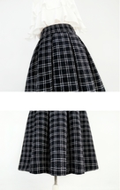 Winter Black Tweed Midi Skirt Black A-line Midi Pleated Skirt Holiday Outfit image 7