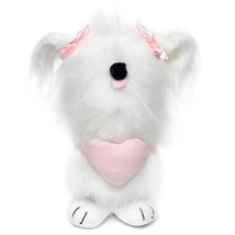 Gnome Dog Pair T4610 Maggie White Puppy w/ Feet Pink Heart &amp; Bows 8&quot; H - £31.20 GBP