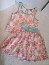 Pinky SZ 16 Girls Dress 2pc Aqua Turquoise Peach White Silky Dressy fully lined - £4.77 GBP