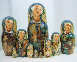 10pcs hand painted one of a kind russian nesting doll &quot;Christ&#39;s nativity&quot; - £650.33 GBP