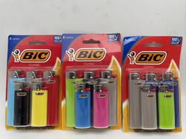 Bic Lighters Assorted Colors, 3 Packs Each Containing 5 (3 Regular 2  Mi... - £23.36 GBP