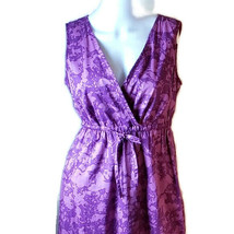 Eddie Bauer &quot;Iris&quot; Purple Floral Lined Cotton Faux Wrap Sleeveless Dress 6 NWT - £26.92 GBP