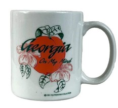 Georgia Peaches Mug Vintage Georgia on my Mind White Coffee Cup Ceramic - $13.77