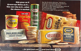 1965 Kraft Cheese Vintage Print Ad Good Food Ideas Velveeta Swiss Cheez Whiz - $16.35