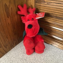Russ Berrie Red Plush Reindeer With Black Scarf NWT - $18.99