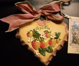 Silvestri Christmas Ornament Whispering Garden Strawberry Heart Elaine Voghelle - £10.17 GBP