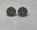 Silver Tone Synthetic Stone Circle Stud Earrings Estate Fashion Jewelry ... - $14.85