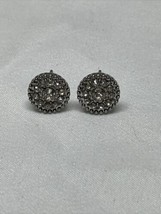Silver Tone Synthetic Stone Circle Stud Earrings Estate Fashion Jewelry ... - $276.79 MXN