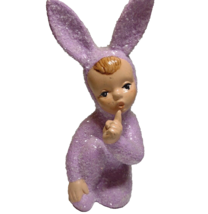 Easter Snow Bunny Child In Sparkling Texture Purple Suit Vintage RH Holland Mold - £28.41 GBP