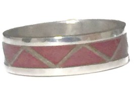 Zuni Coral Band Southwest Ring Sterling Silver Size 5.5 - $37.62