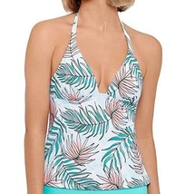 $30 SALT + COVE Removable Cups Lined Deep V Neck Tie Calm Palm Halter Top Large - $26.13