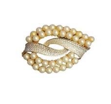 Coro Vintage Pegasus Signed Gold Plated Faux Pearl Brooch Pin 1960s - £21.58 GBP