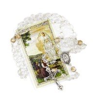 Our Lady of Fatima White Rosary Necklace and Prayer Card set - £100.60 GBP