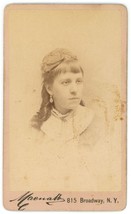 CIRCA 1870&#39;S CDV Beautiful Young Woman Wearing Victorian Earrings Broadway, NY - £7.50 GBP