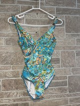 Ralph Lauren Printed  Gold Accents Underwire One-Piece Swimsuit, Size 4 - $25.74