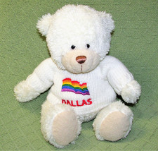 10&quot; Fiesta Dallas Rainbow Teddy Bear Plush Texas Stuffed White Animal Sitting - £8.43 GBP
