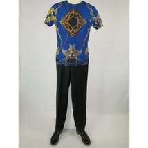 Men Crew T Shirt Makrom Turkey Medallion Chain Floral European 1217-421 Blue new image 3