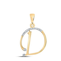 10kt Yellow Gold Womens Round Diamond D Initial Letter Pendant 1/12 Cttw - £143.50 GBP