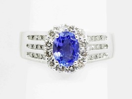 LeVian 2.00ct tw Oval Tanzanite &amp; Diamond Ring 18k White Gold Size 9.75 - £1,698.63 GBP