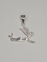 Silver 925 Weird Smiley Angel With Wings Pendant Charm - $38.61