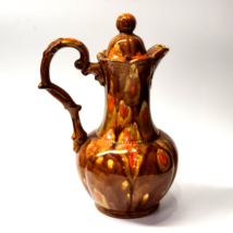 1969 HANDMADE 12.5” Glazed Pottery Pitcher With Lid - SIGNED &amp; DATED On ... - $26.38
