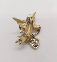 Gigi Giusti Angelica Gold Tone Pin Vintage Dangling Rhinestone Christmas... - £6.99 GBP