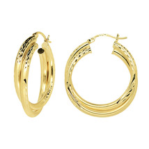 Authenticity Guarantee 
Double Hoop Earrings 14K Yellow Gold - £397.57 GBP