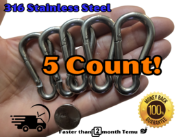 316 Stainless Steel Carabiner snap clip hiking clasp marine grade 6mm 1/... - £13.97 GBP