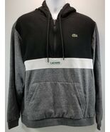 N) Lacoste Sport Men&#39;s Hoodie Black Gray 3XL Quarter Zip Pullover Sweats... - $89.09