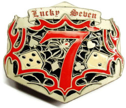 2004 Lucky Seven Great American Products 4688C Cast Colored &amp; Silver Belt Buckle - £47.13 GBP