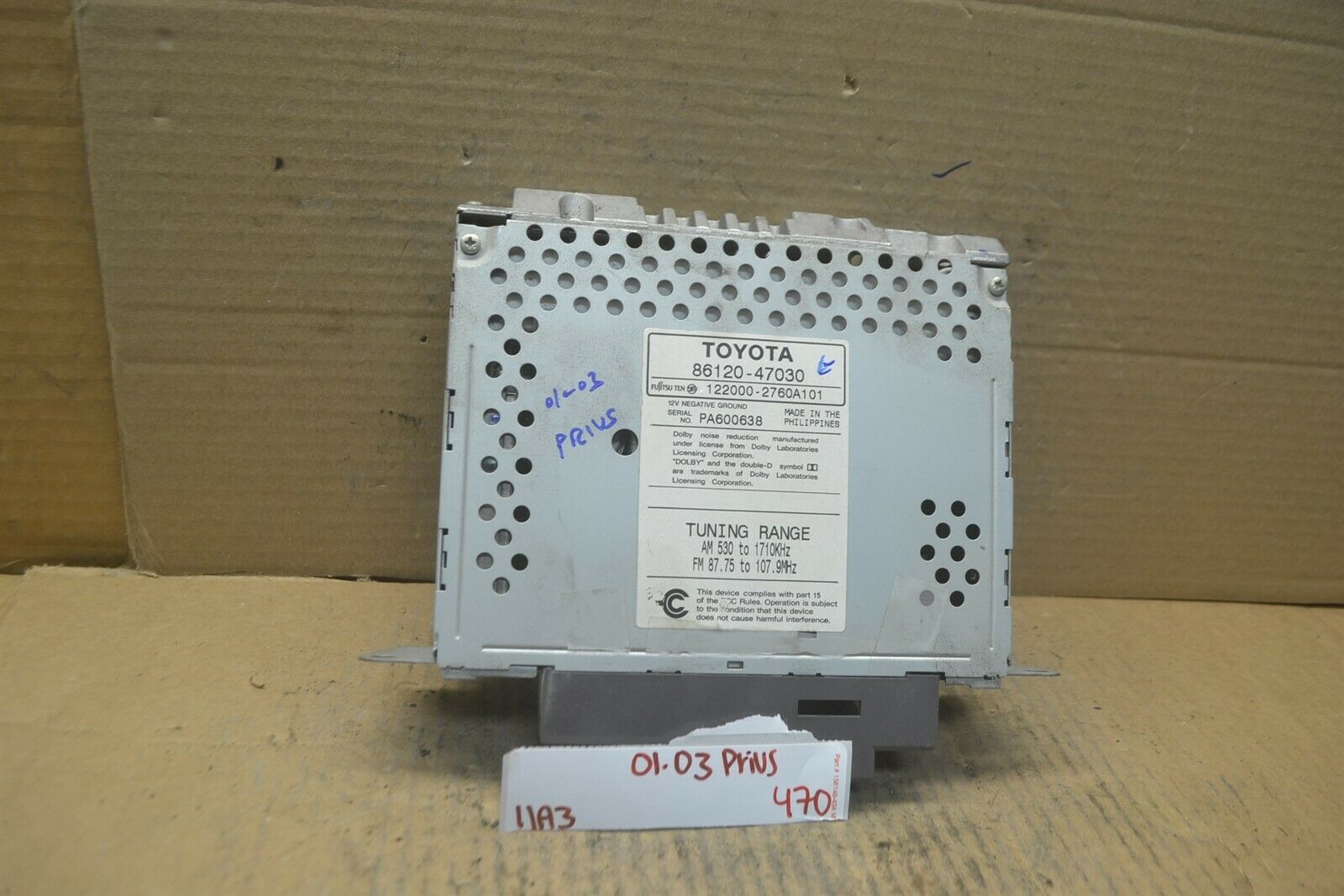 01-03 Toyota Prius Audio Stereo Radio Cassette 8612047030 Player 470-11a3  - $19.00