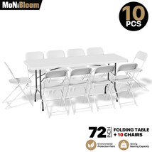 [10 Pack Foldable Chair+4 Ft Dining Table Set] Outdoor Camping Seat Picnic Desk - £382.88 GBP