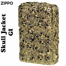 Skull Jacket Full Metal Antique 5 Sided Gold Inside Unit Box Japan Zippo Lighter - £127.07 GBP