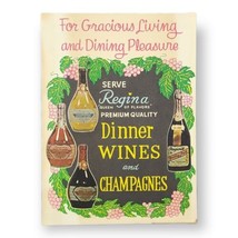 Regina Dinner Wines &amp; Champagnes Vintage Cali Winery Advertising Recipe Booklet - £8.87 GBP