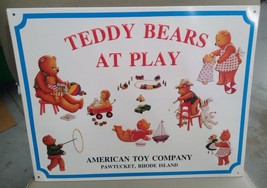 American Toy Co TEDDY BEARS AT PLAY Metal Tin Sign - $21.99